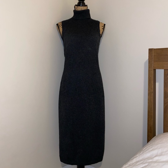 Katherine Kelly Dresses & Skirts - Katherine Kelly angora blend sleeveless turtleneck dark gray sweater dress